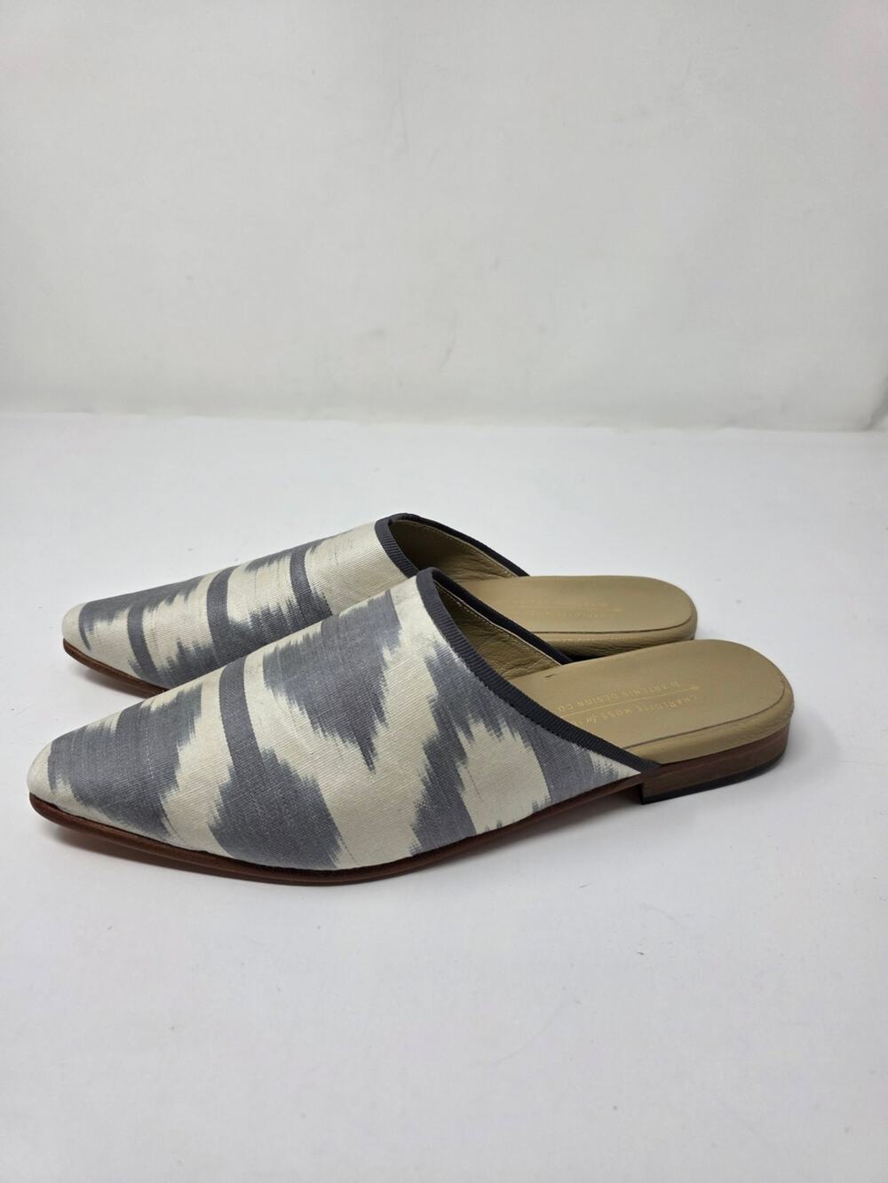 Charlotte Moss for IBU Collection classic Ikat silk Mule leather sole Artemis
